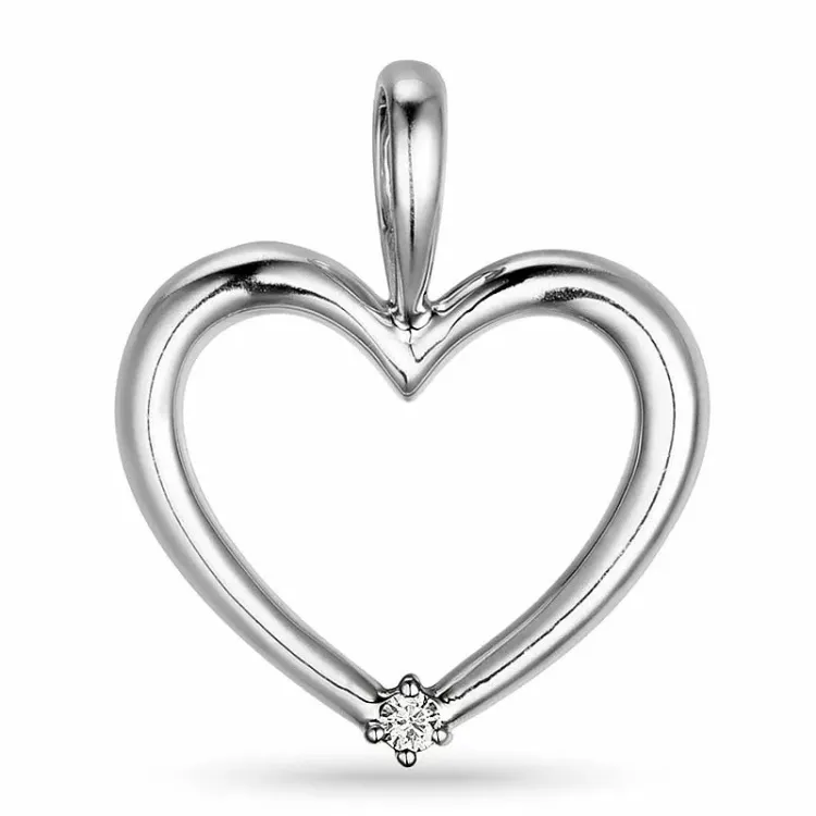 hjärta diamant hängen i 14  carat vitguld 0,03 ct