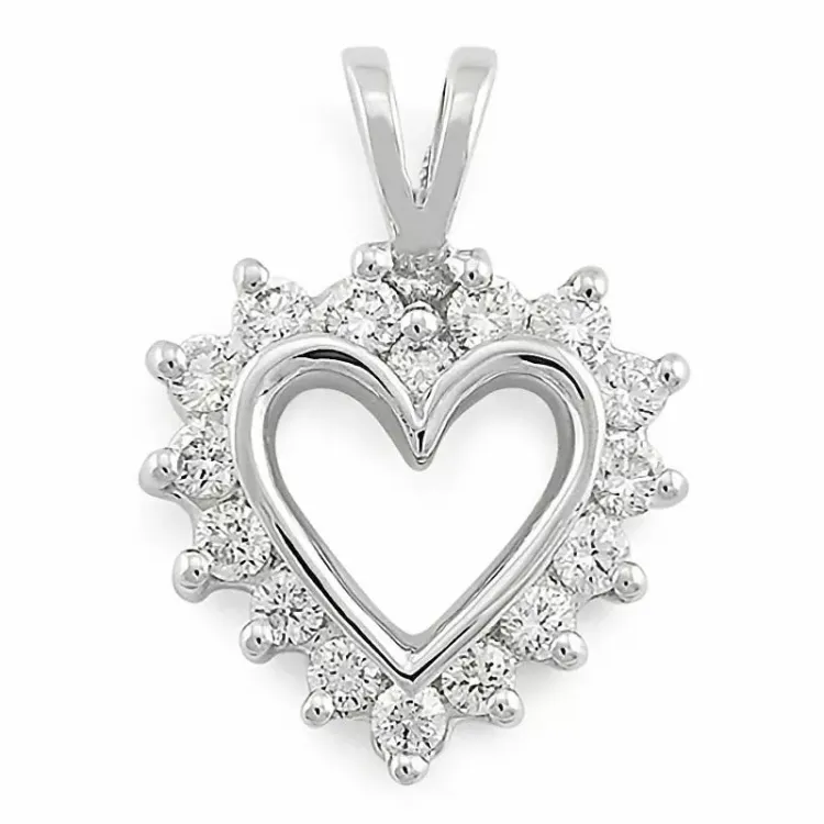 hjärta hängen i 14  carat vitguld 0,25 ct