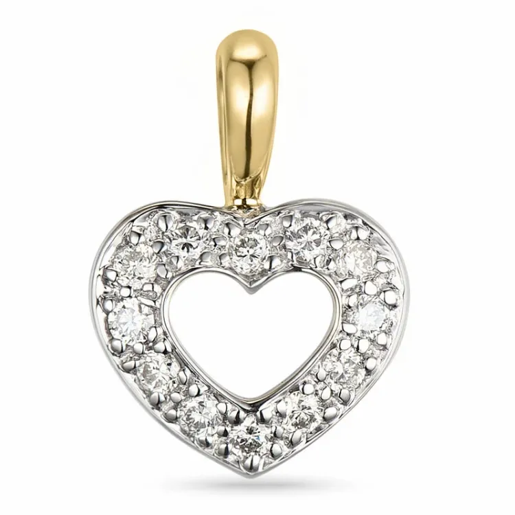 hjärta diamant hängen i 14  carat guld- och vitguld 0,15 ct