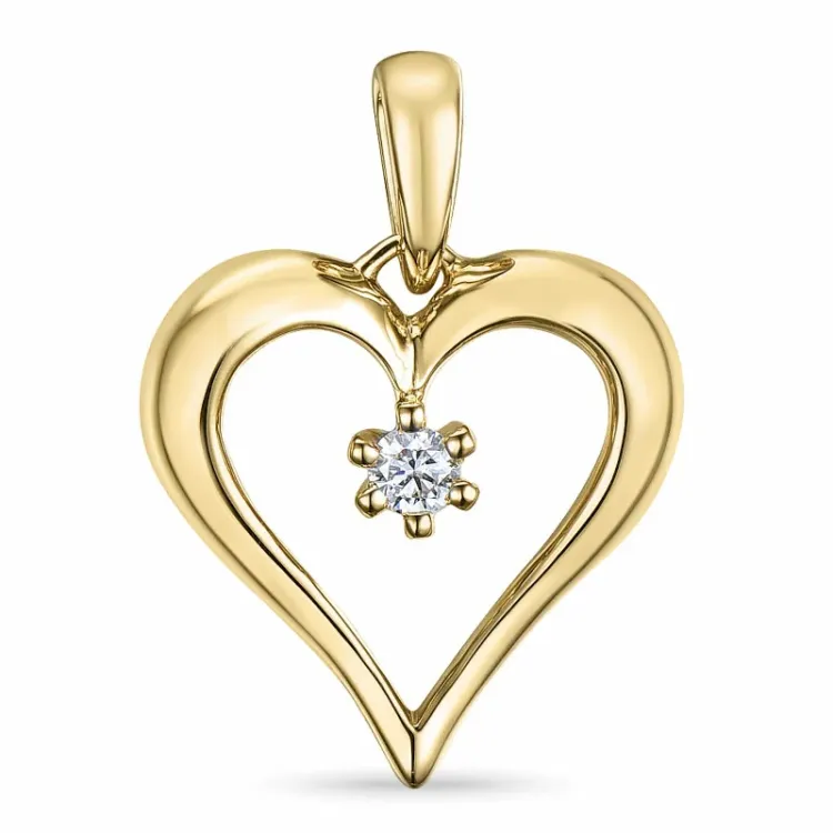 hjärta diamant hängen i 14  carat guld 0,07 ct