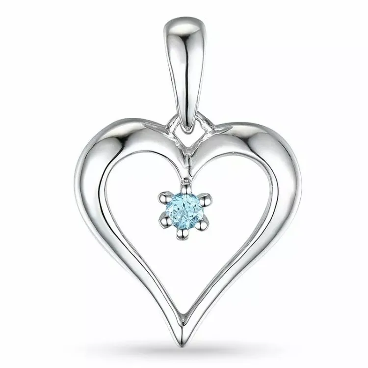 hjärta topas hängen i 14 carat vitguld 0,10 ct