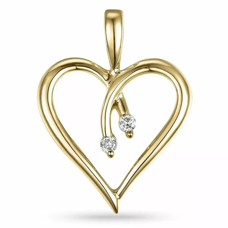 hjärta diamantberlocker i 14 carat guld 0,04 ct