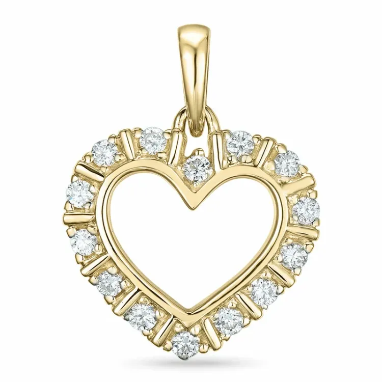 hjärta diamant hängen i 14 carat guld 0,26 ct