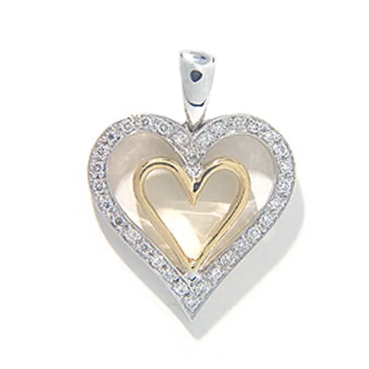 hjärta hängen i 14  carat guld- och vitguld 0,15 ct