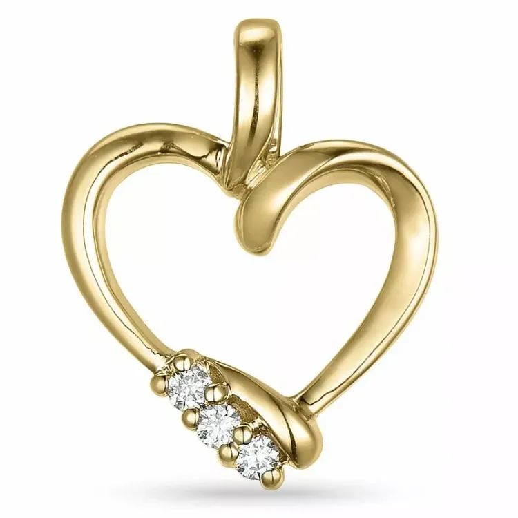 hjärta diamant hängen i 14 carat guld 0,05 ct