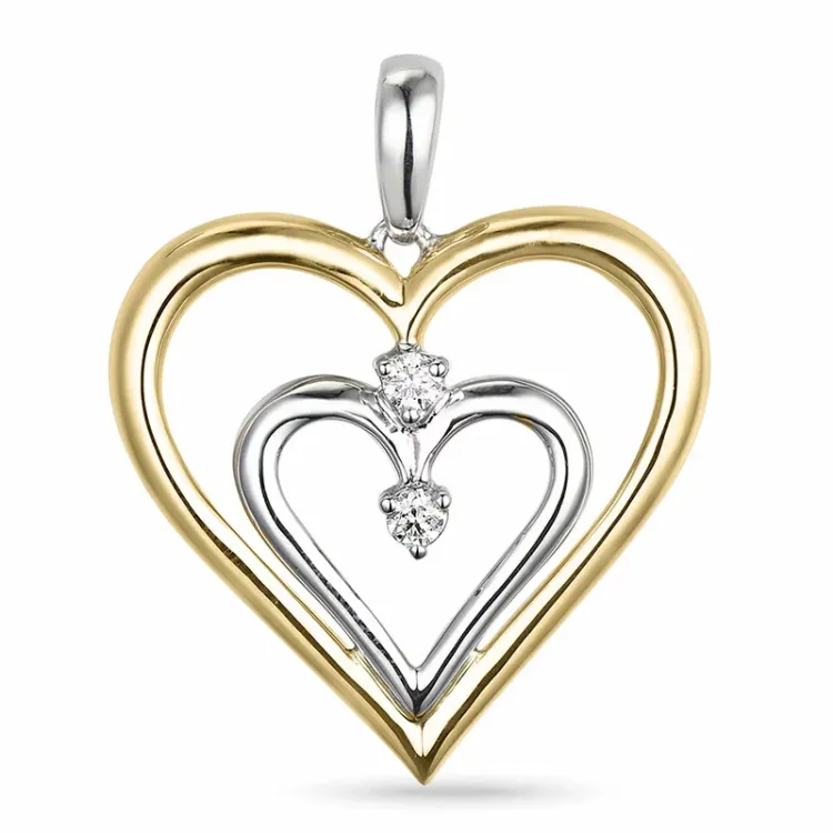 hjärta diamantberlocker i 14  carat guld- och vitguld 0,05 ct