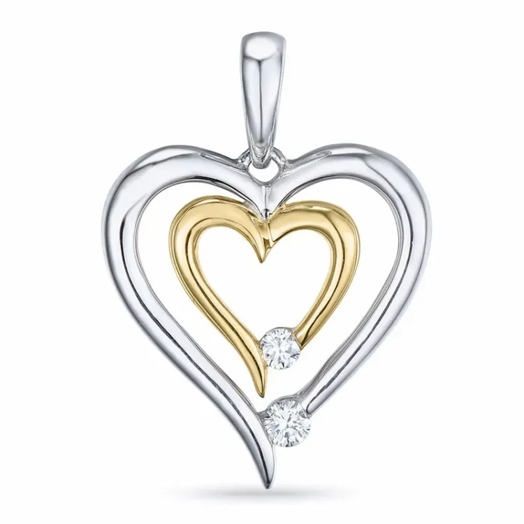 diamant hängen i 14  carat guld- och vitguld 0,07 ct