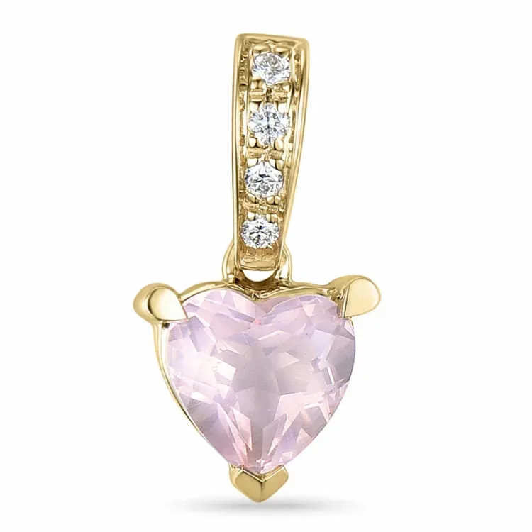 hjärta kvarts guld hängen i 14 carat guld 0,03 ct 0,80 ct