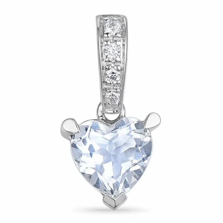 hjärta kvarts hängen i 14  carat vitguld 0,03 ct
