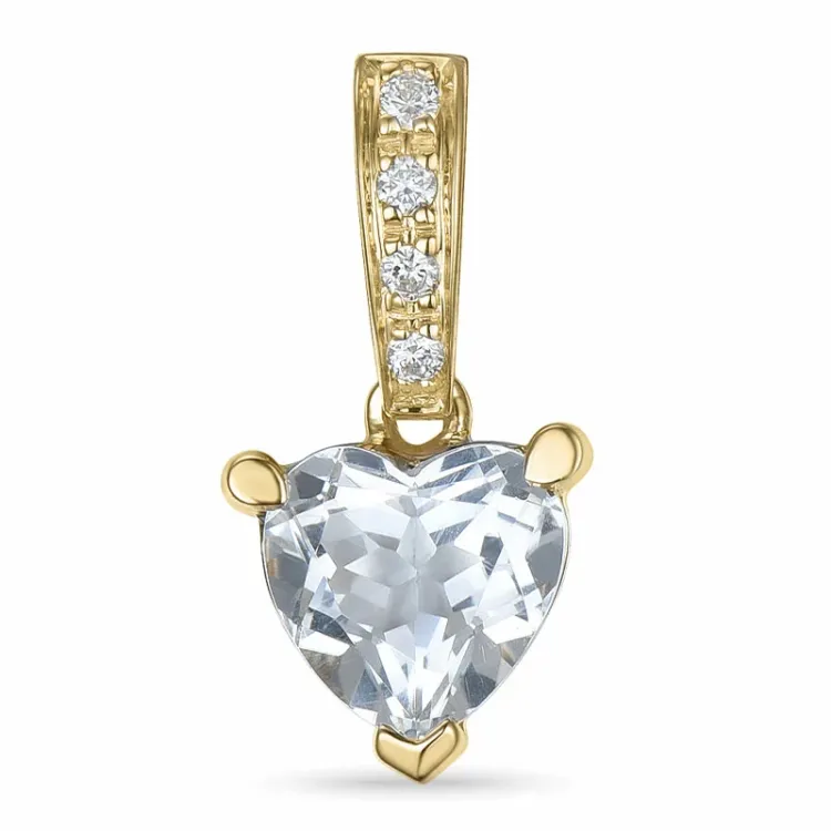 hjärta kvarts hängen i 14  carat guld 0,03 ct 0,80 ct
