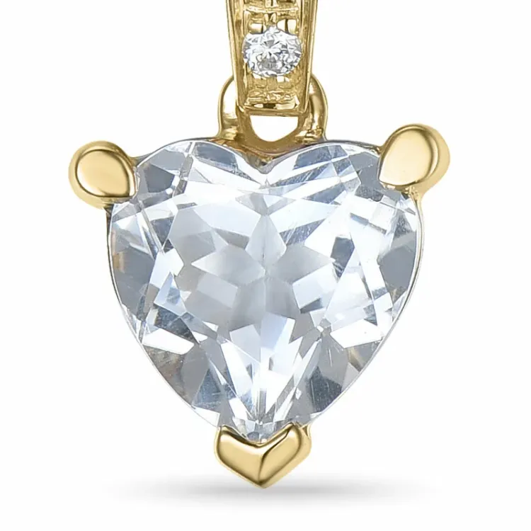 hjärta kvarts hängen i 14  carat guld 0,03 ct 0,80 ct