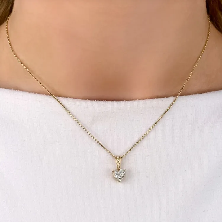 hjärta kvarts hängen i 14  carat guld 0,03 ct 0,80 ct