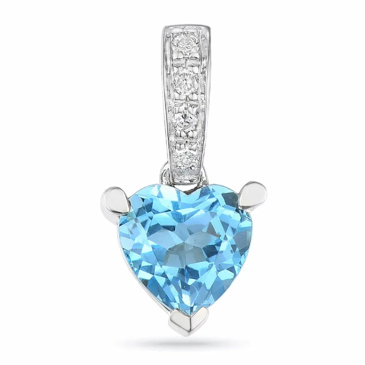 hjärta topas hängen i 14 carat vitguld 0,03 ct 1,0 ct