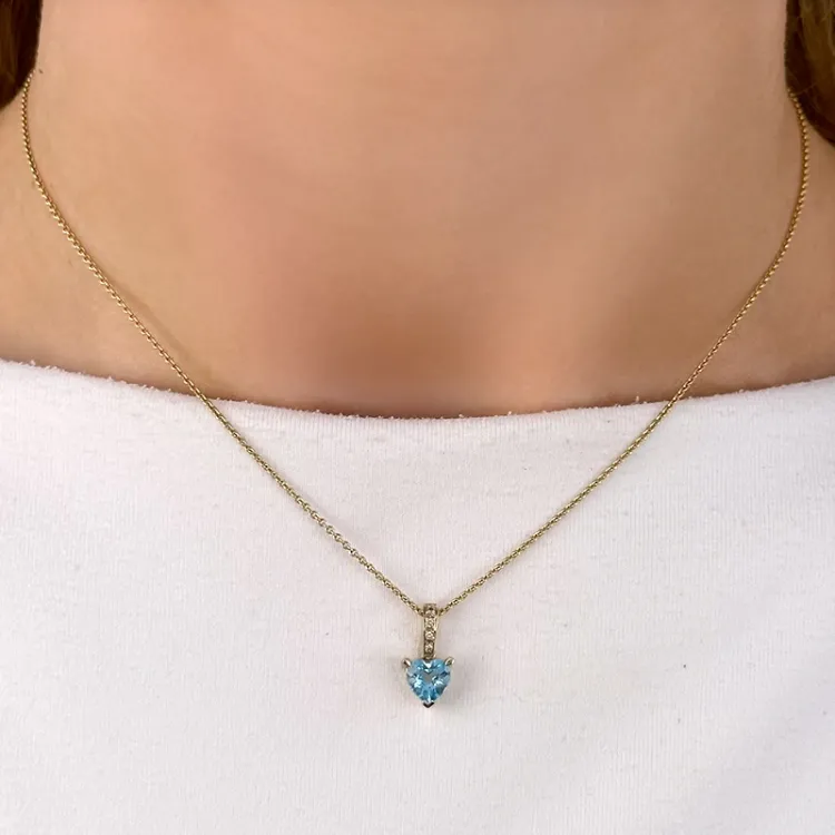 hjärta topas hängen i 14 carat vitguld 0,03 ct 1,0 ct