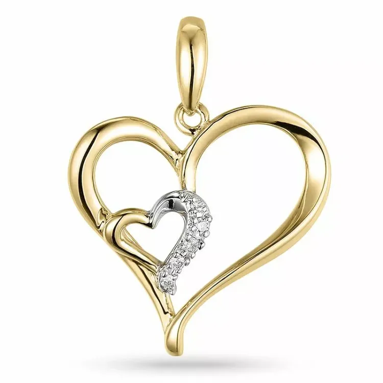 hjärta diamant hängen i 14 carat guld- och vitguld 0,03 ct
