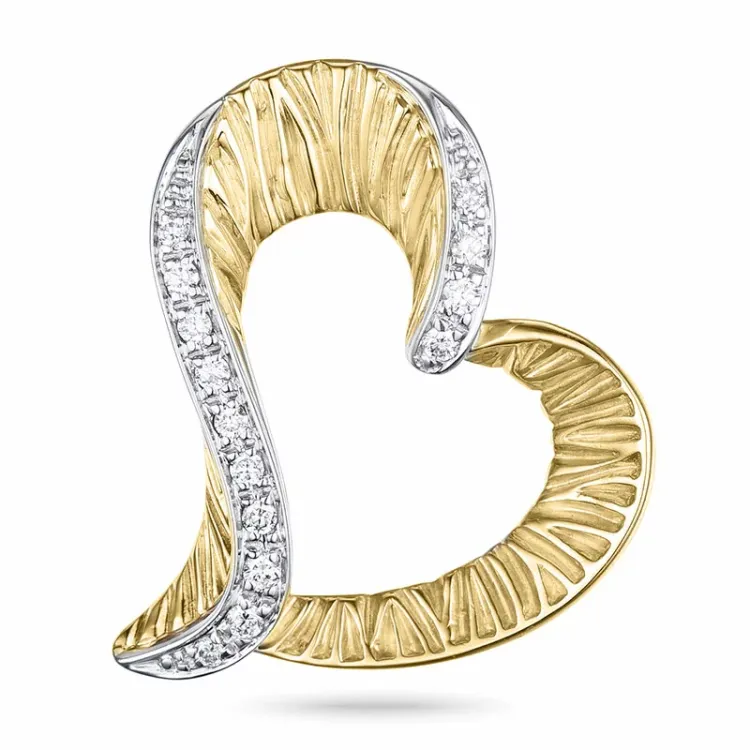 hjärta hängen i 14 carat guld- och vitguld 0,10 ct