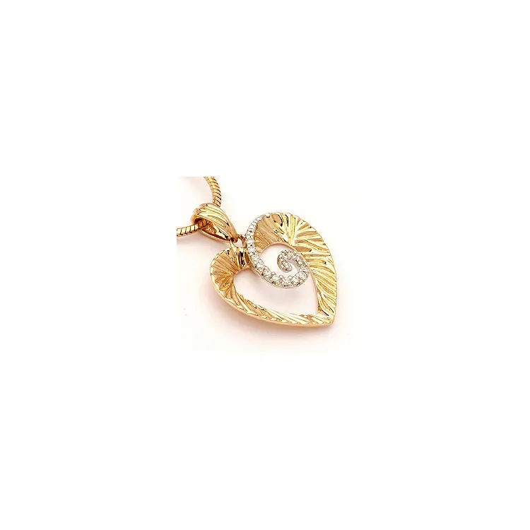 hjärta hängen i 14  carat guld- och vitguld 0,11  ct