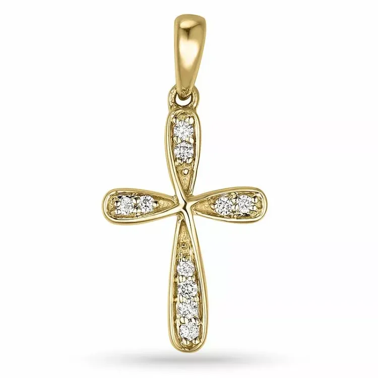 kors hängen i 14  carat guld 0,08 ct