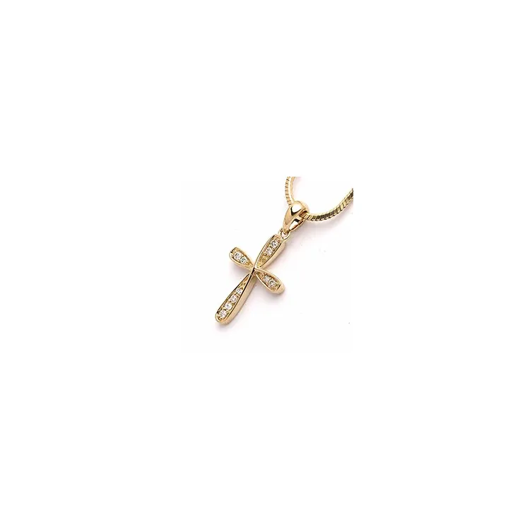 kors hängen i 14  carat guld 0,08 ct