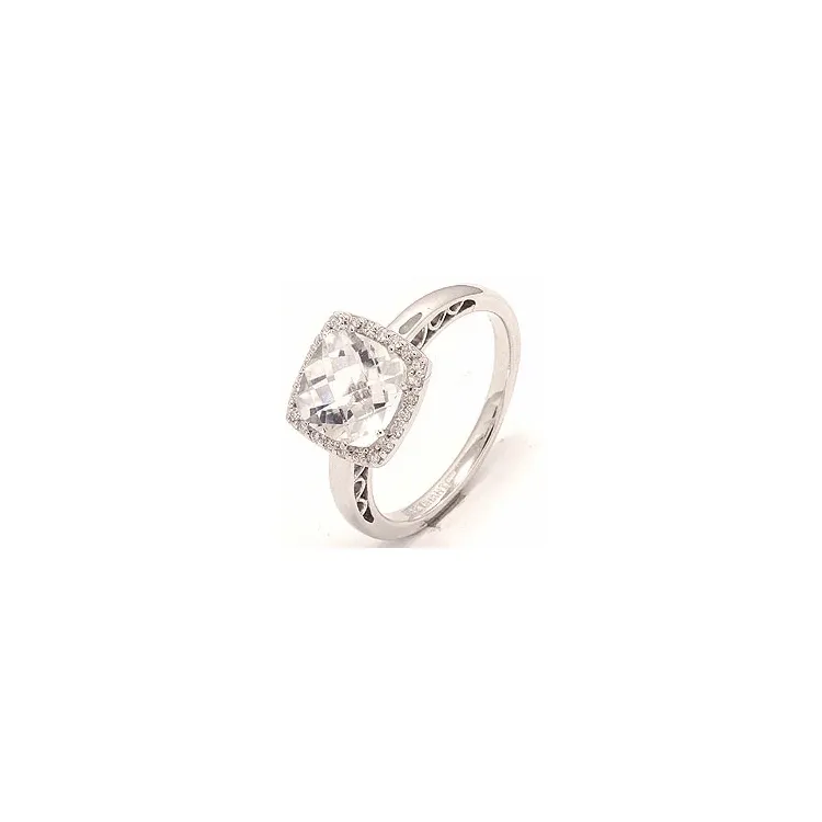fyrkantigt kvarts diamantring i 14 karat vitguld 0,12 ct 2,00 ct
