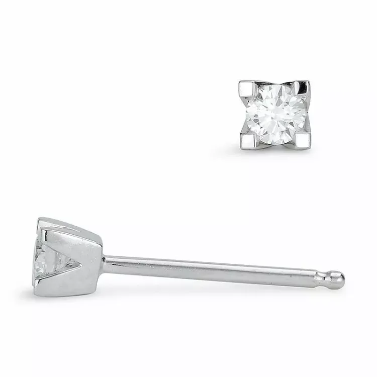 2 x 0,07 ct solitäreörhängestift i 14 karat vitguld med diamant