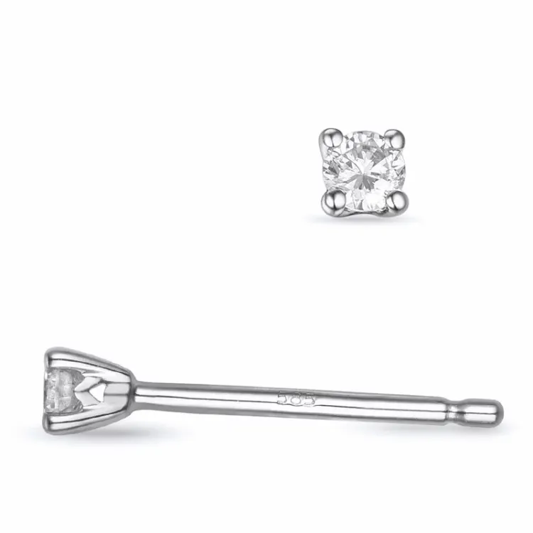 2 x 0,05 ct solitäreörhängestift i 14 karat vitguld med diamant