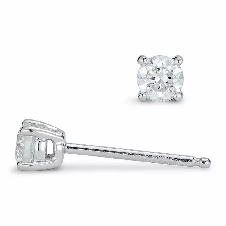 2 x 0,20 ct diamant solitäreörhängestift i 14 karat vitguld med diamant