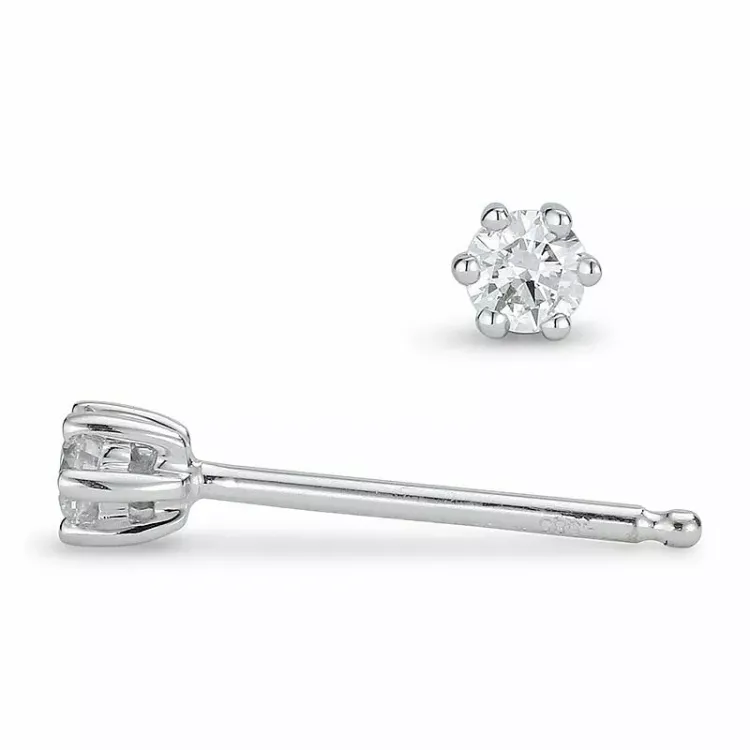 2 x 0,07 ct diamant solitäreörhängestift i 14 karat vitguld med diamant 