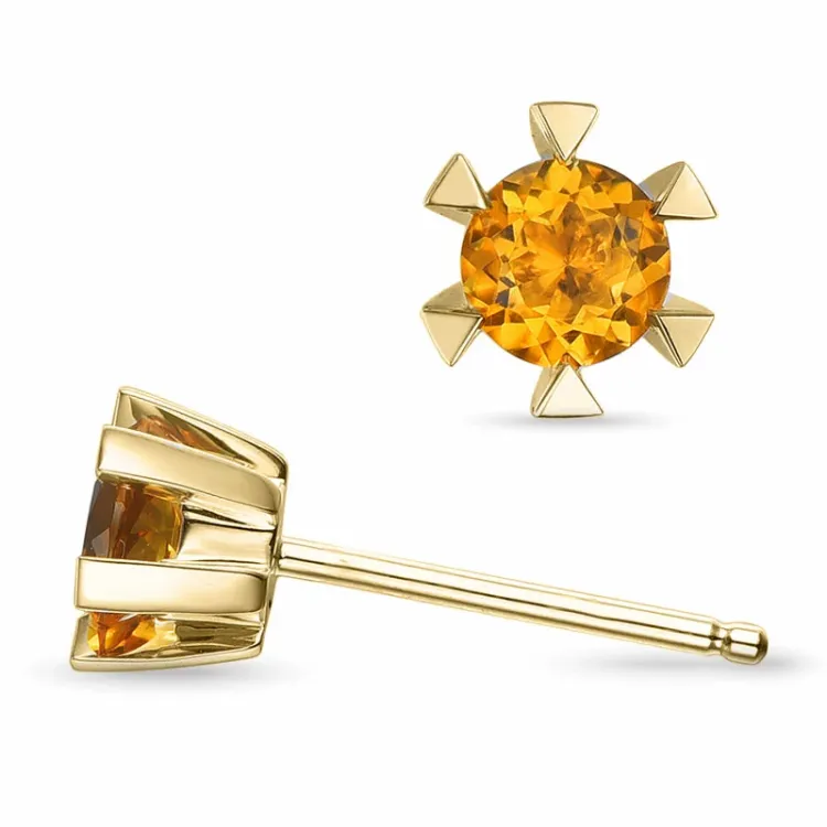 2 x 0,25 ct solitäreörhängestift i 14 karat guld med citrin