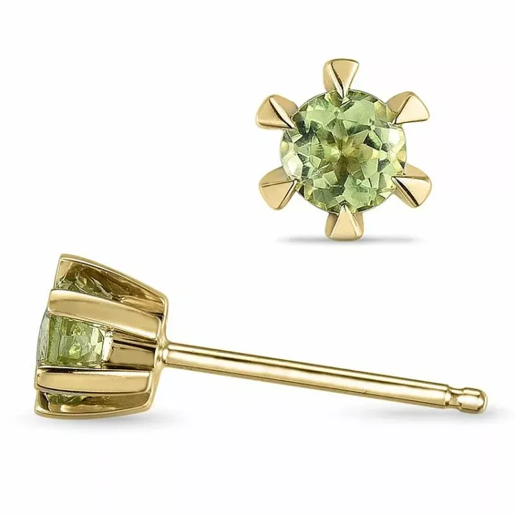 2 x 0,23 ct solitäreörhängestift i 14 karat guld med peridot 