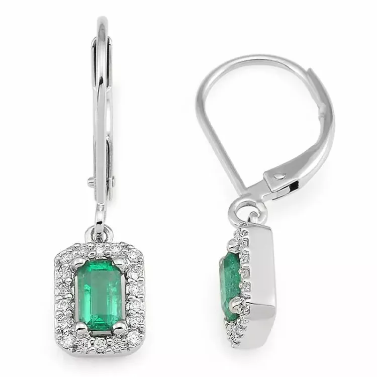 beställningsvare - smaragd örhängen i 14 karat vitguld med diamant och smaragd