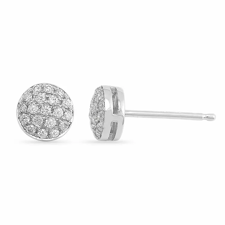 runda diamantörhängen i 14 karat vitguld med diamant 