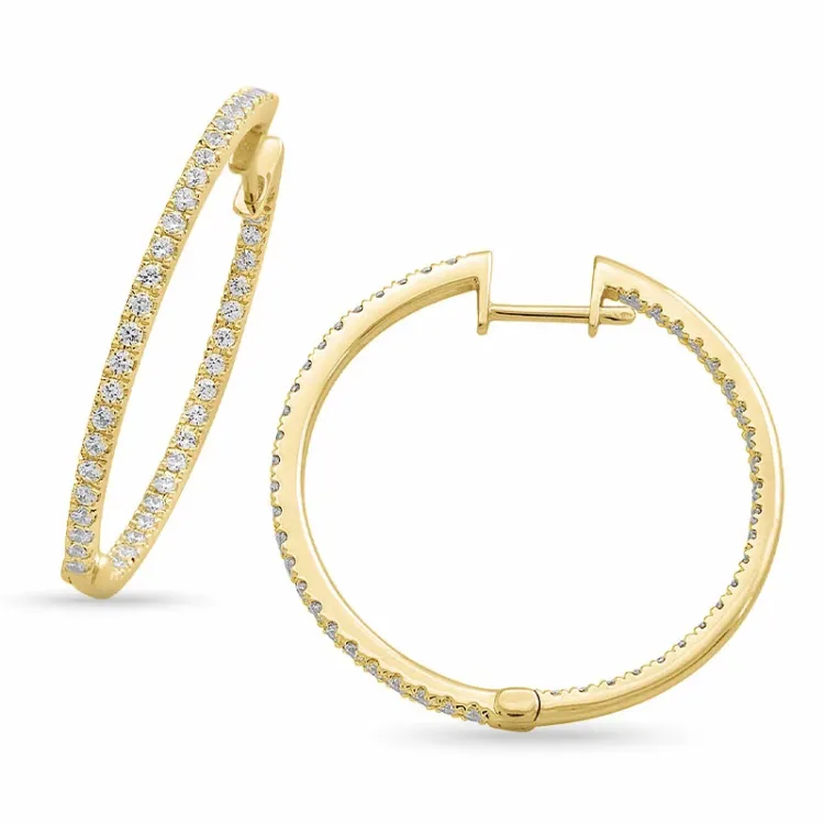 28 mm diamant creol i 14 karat guld med diamant