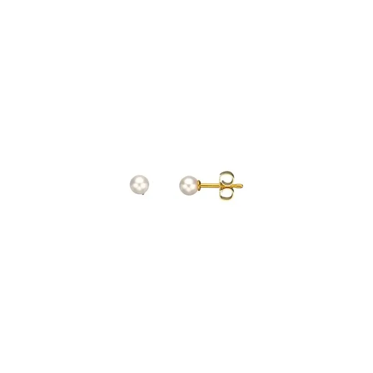 4 mm Scrouples runda vita pärla örhängen i 8 karat guld