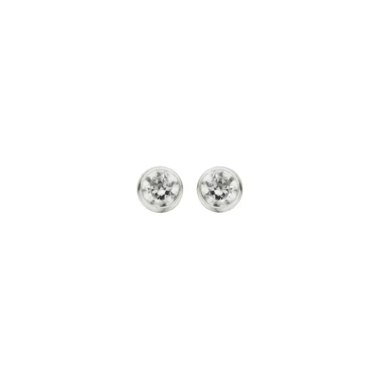 2 mm Scrouples örhängen i silver vita zirkoner