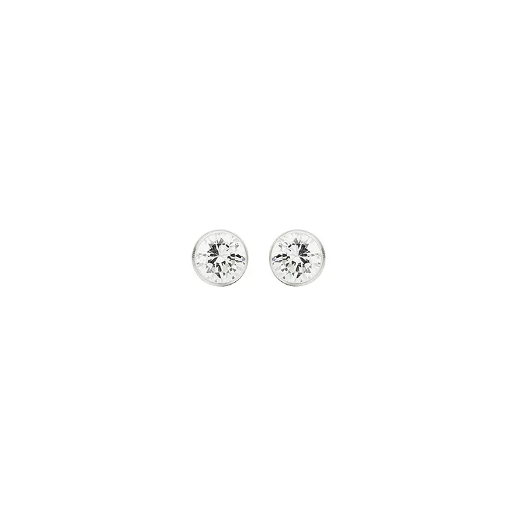 5 mm Scrouples runda örhängen i silver vita zirkoner