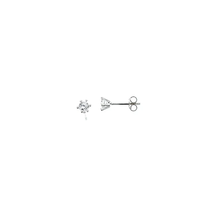 4 mm Scrouples örhängen i silver vita zirkoner