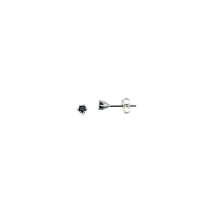 3 mm Scrouples örhängen i silver svarta zirkoner
