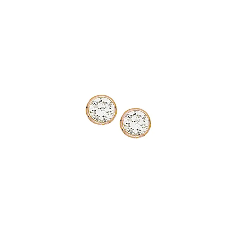 4 mm Scrouples runda örhängen i rosabelagt silver vita zirkoner