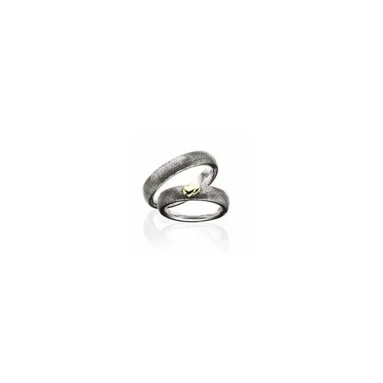 Scrouples vigselsringe i oxiderat silver med guld