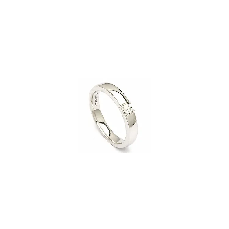 alliancring i 14  karat vitguld 1 x 0,10 ct