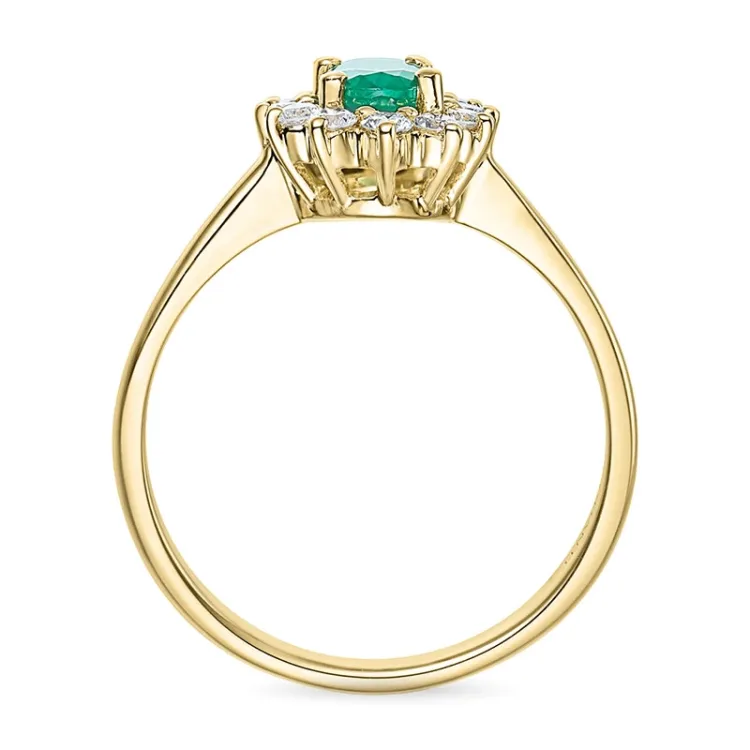 smaragd rosettring i 14  karat guld 0,26 ct 0,47 ct