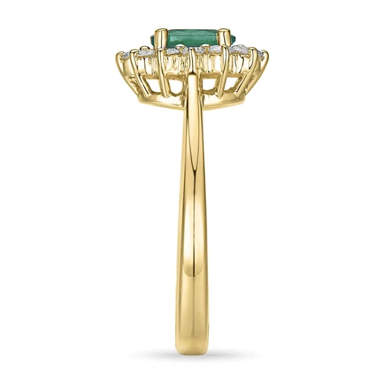 smaragd rosettring i 14  karat guld 0,26 ct 0,47 ct