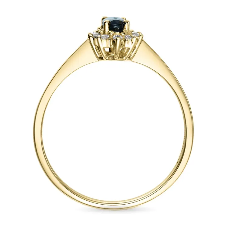 safir rosettring i 14  karat guld 0,11 ct 0,35 ct