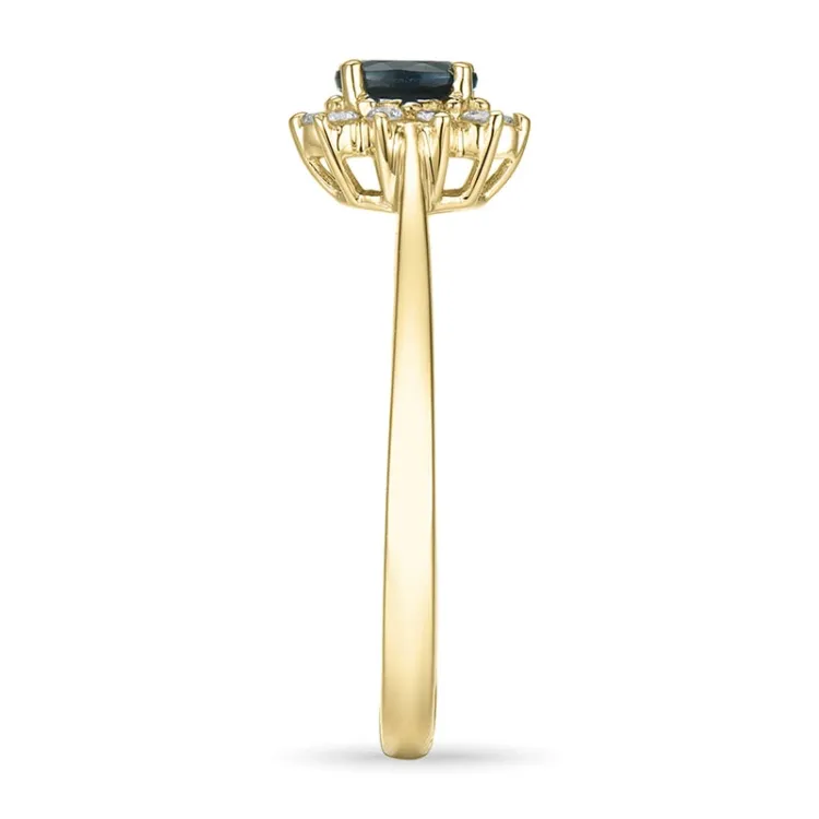 safir rosettring i 14  karat guld 0,11 ct 0,35 ct