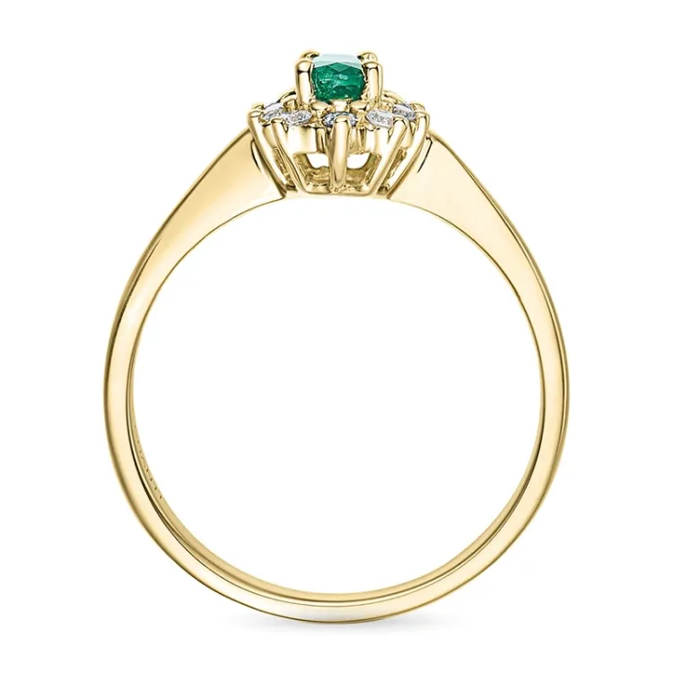smaragd guld rosettring i 14  karat guld 0,11 ct 0,25 ct