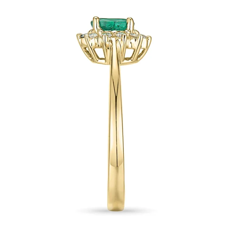 smaragd guld rosettring i 14  karat guld 0,11 ct 0,25 ct