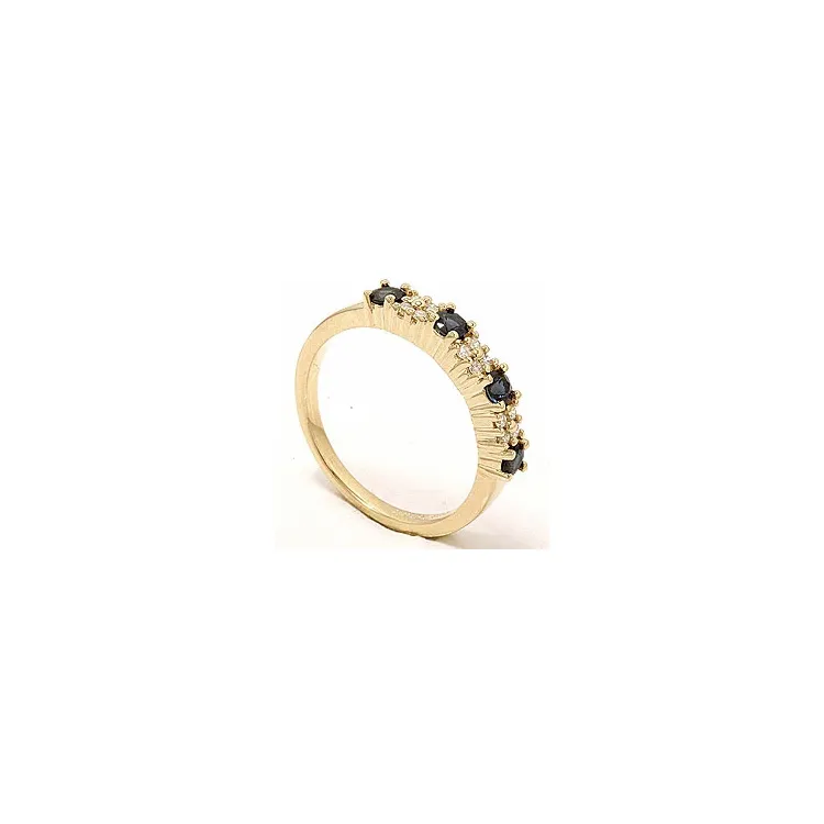 safir diamantring i 14  karat guld 0,12 ct 