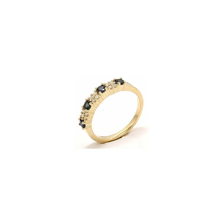safir diamantring i 14  karat guld 0,12 ct 