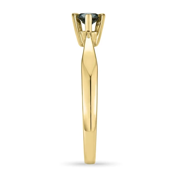 0,20 ct sort diamant solitärring i 14  karat guld 0,20 ct